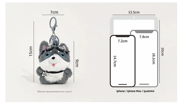 Sevimli Mini Köpek Sırt Çantası Süsleri - Açık Gri Küçük Köpek Dili - 10
