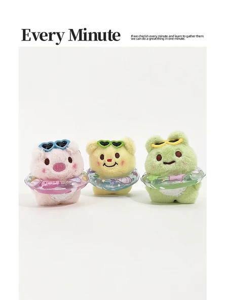 Sevimli Yüzme Halkası Hayvan Sırt Çantası Süs - Yeşil Yüzme Halkası Panda - Peluş Süs - 3