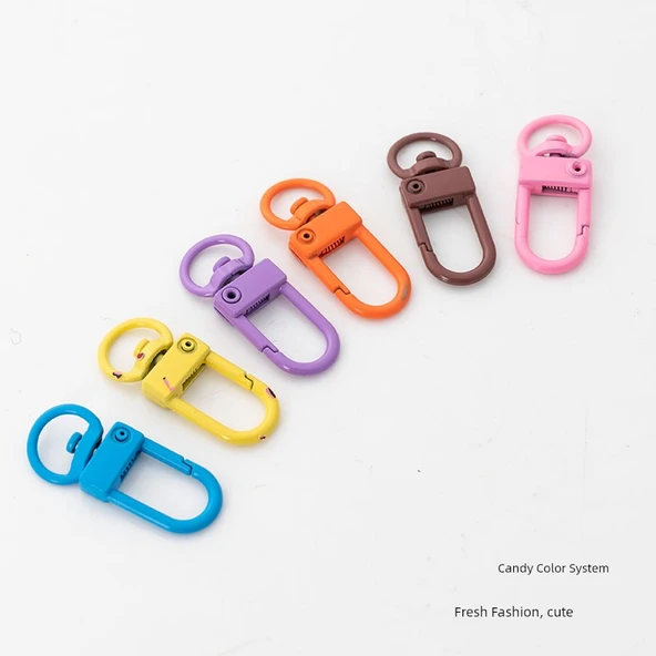 Metal Lobster Klipsi Dönme Lanyard Anahtarlık Aksesuar - Gül Kırmızı - 5