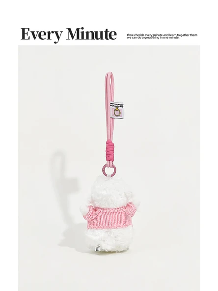 Sevimli Kazak Kuzu Peluş Anahtarlık - Pembe Kuzu - 4