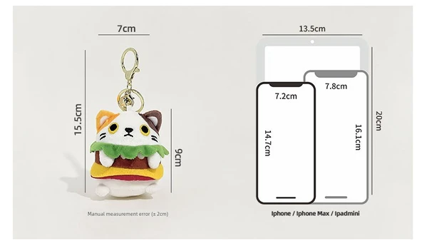 Kedi Hamburger Anahtarlık Süsü - Hamburger Siyam Kedisi - 10
