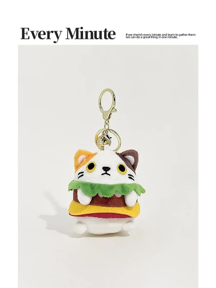 Kedi Hamburger Anahtarlık Süsü - Hamburger Siyam Kedisi - 2