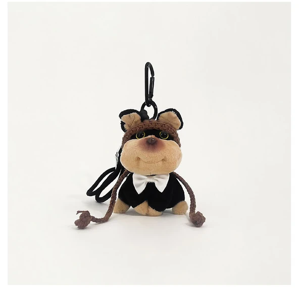 Sevimli Kravat Arı Yavru Peluş Çanta Süs Anahtarlık - Turuncu Şapka - Resim 8