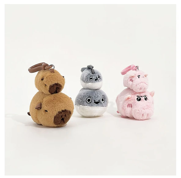 Sevimli Hayvan Peluş Bebek Anahtarlık - Pirinç Gri Kirpi - Müzikli - 12