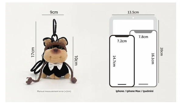 Sevimli Kravat Arı Yavru Peluş Çanta Süs Anahtarlık - Turuncu Şapka - Resim 10