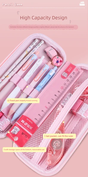 Ayıcık Desenli Kalem Çantası + Ayıcık Cetveli 15cm/2 - 10