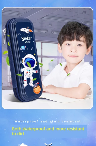 Astronot Desenli Kalem Kutusu - 12 Kalem ve Silgi ile - TPU Malzeme - 11