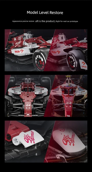 Alfa Romeo F1 Yarış Araba Modeli - Kırmızı - 1:24 Ölçek - 283 Parça - 12