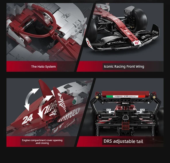 Alfa Romeo F1 Yarış Araba Modeli - Kırmızı - 1:24 Ölçek - 283 Parça - 9