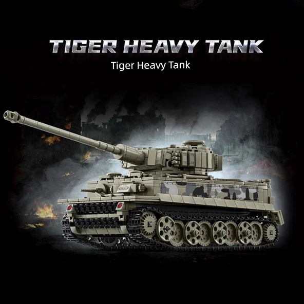 Askeri Tank Yapı Blokları Oyuncak Modeli - Tiger Tankı - Asker Figürü ve Silah ile