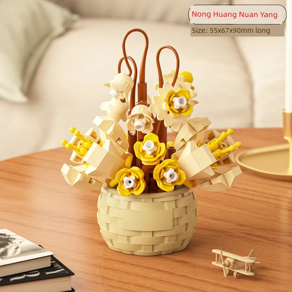 Yapı Blokları Çiçek Pasta Puzzle Oyuncak - Solgun Sarı Sıcak Güneş