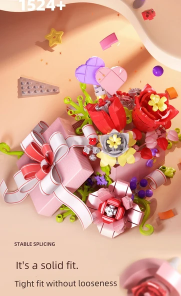 Yapı Blokları Çiçek Pasta Puzzle Oyuncak - Solgun Sarı Sıcak Güneş - 9