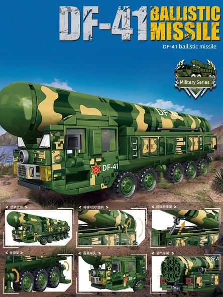 Askeri Tank Yapı Blokları Seti - Dongfeng -41 Füze Aracı - 350 Parça