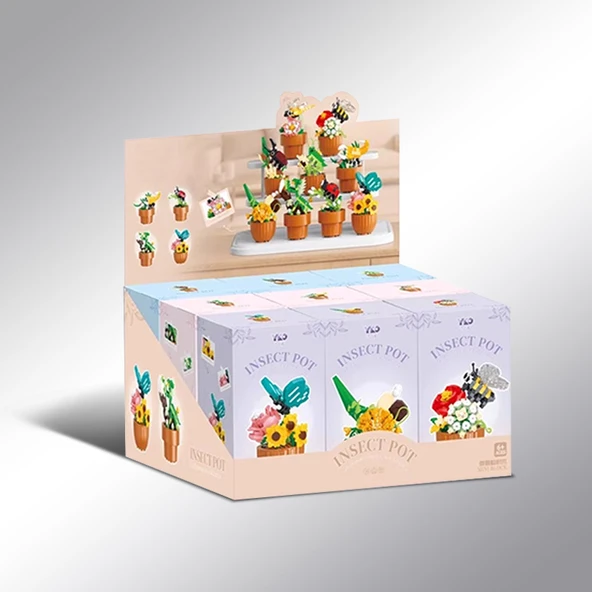 Böcek Saksı Bitki Yapı Blokları Seti - [Böcek Saksı Koleksiyonu] 9 Kutuluk Tam Set