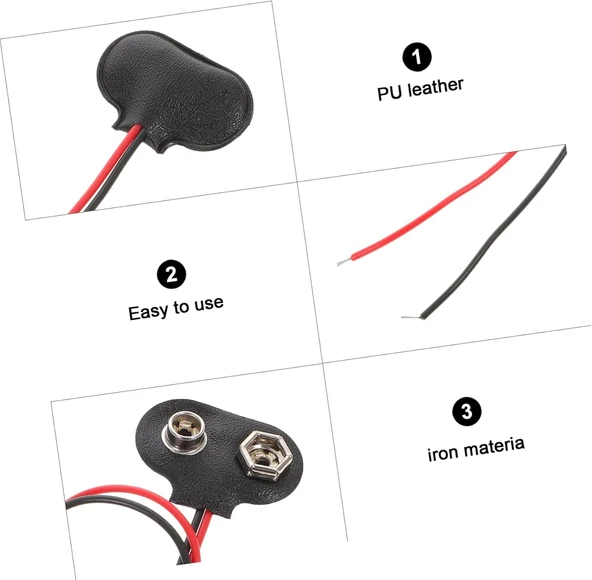 9V Pil Yuvası Yatağı Başlığı 9V Batarya Bağlantı T-Tipi Konnektör Klips - 10 Adet - Resim 4