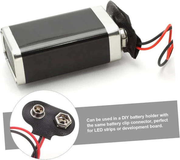 9V Pil Yuvası Yatağı Başlığı 9V Batarya Bağlantı T-Tipi Konnektör Klips - 10 Adet - Resim 7