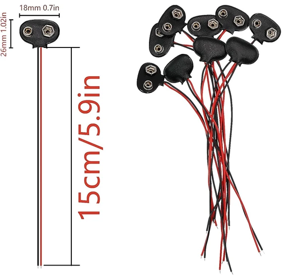 9V Pil Yuvası Yatağı Başlığı 9V Batarya Bağlantı T-Tipi Konnektör Klips - 50 Adet - Resim 6