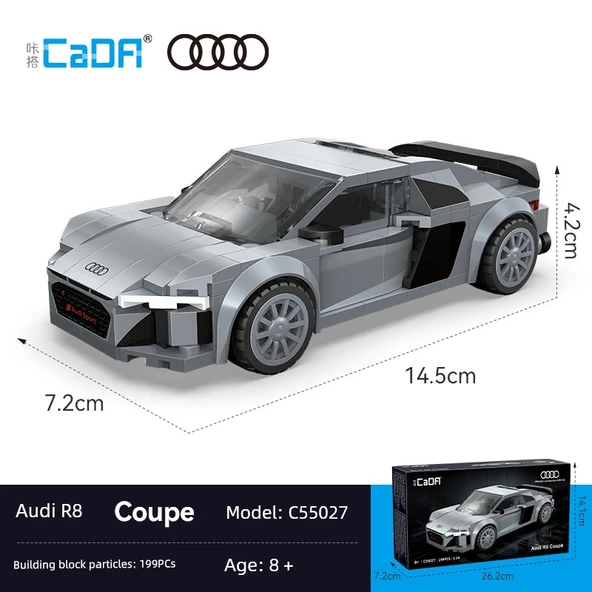 1:24 Audi R8 Yapı Blokları Spor Araba Modeli - 199 Parça - Eğitici Oyuncak