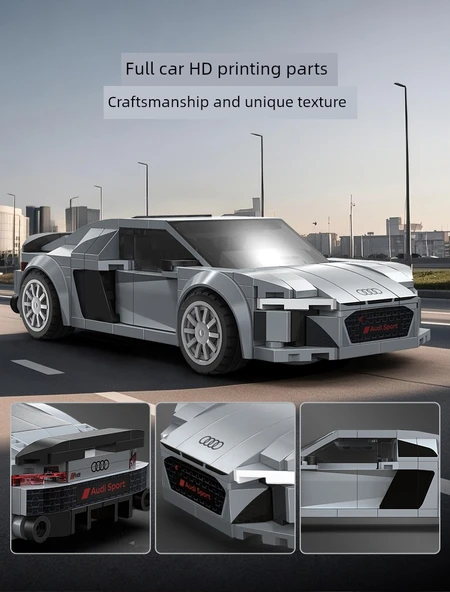1:24 Audi R8 Yapı Blokları Spor Araba Modeli - 199 Parça - Eğitici Oyuncak - 12