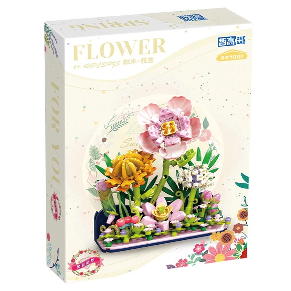 Zhegao Yapı Bloğu Çiçek Buketi - 957001 Çiçekler ve Çocukların Rüyaları - Işıklı - 6