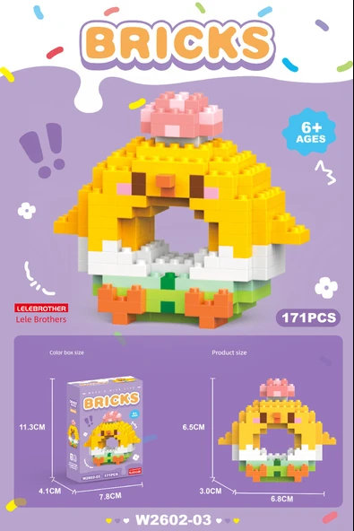 Çizgi Film Hayvan Donut Yapı Blokları - 13 Donut Elbise Panda - 170 Parça - 10