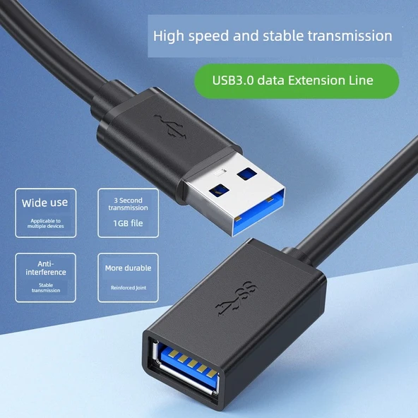USB 3.0 Uzatma Kablosu - 5m - Sağ Eğilimli Hızlı Veri Aktarımı - 6