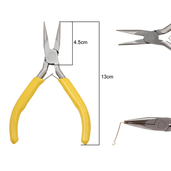 Karbon Çelik El Aleti Pense - Sarı Saplı Uç (Dişsiz) 13cm