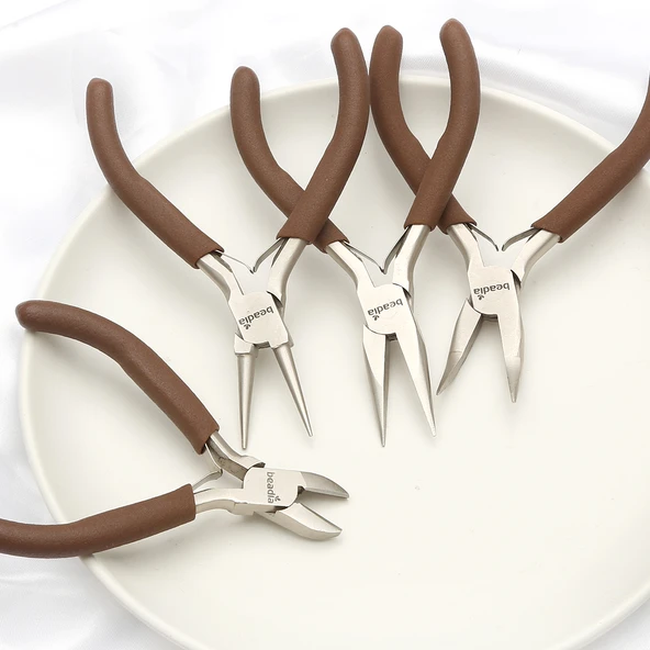 Karbon Çelik El Aleti Pense - Sarı Saplı 3-Hole Düz Uç (Dişli) 12cm - 6