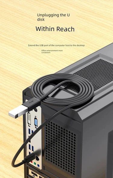 USB 3.0 Uzatma Kablosu - 5m - Sağ Eğilimli Hızlı Veri Aktarımı - 12