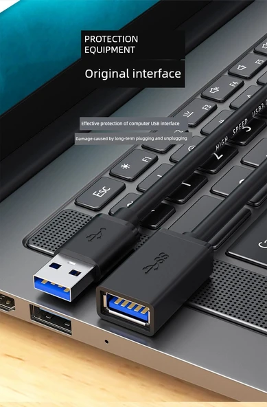 USB 3.0 Uzatma Kablosu - 5m - Sağ Eğilimli Hızlı Veri Aktarımı - 10