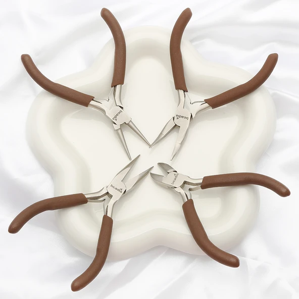 Karbon Çelik El Aleti Pense - Sarı Saplı 3-Hole Düz Uç (Dişli) 12cm - 8