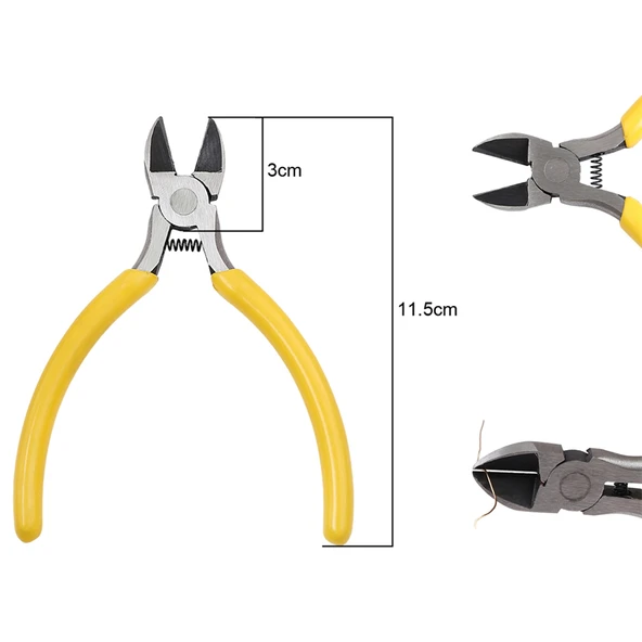Karbon Çelik El Aleti Pense - Sarı Saplı Diagonal 11.5cm