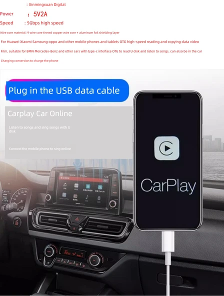 Type-C to USB 3.0 OTG Örgü Adaptör Kablosu - 0.2m 10GB + 3A Şarj - 7
