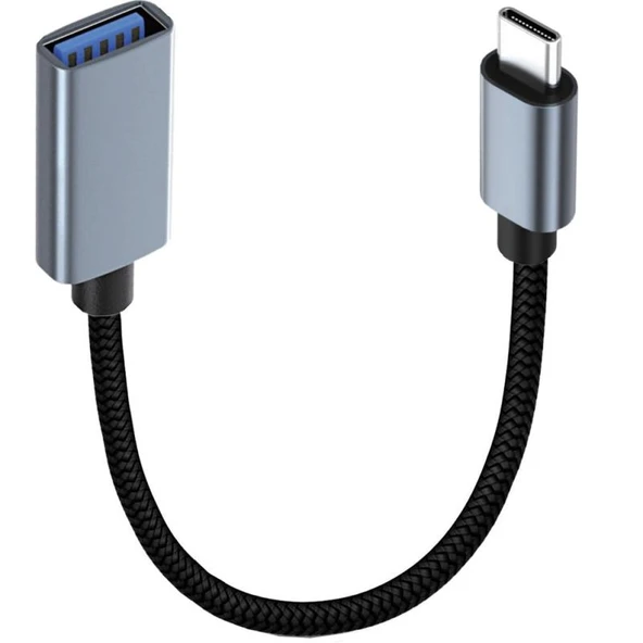 Type-C to USB 3.0 OTG Örgü Adaptör Kablosu - 0.2m 10GB + 3A Şarj - 6