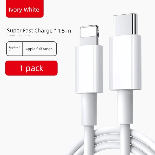 iPhone Hızlı Şarj Veri Kablosu 20W PD Type-C to Lightning - 1.5m Hızlı Şarj Kablosu