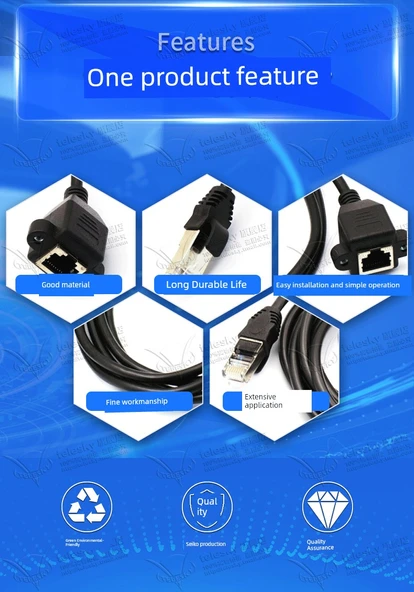RJ45 CAT5e Ağ Uzatma Kablosu - 0.3m - Siyah - 8