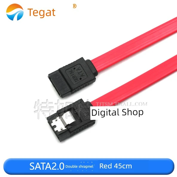 Yüksek Hızlı SATA 2.0 Veri Kablosu - Çift Yaylı Kırmızı 45cm