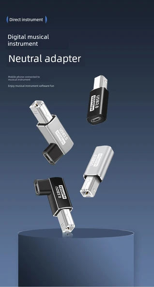 OTG Elektronik Klavye Mobil Telefon Bağlantı Kablosu - Siyah Dirsek - Type-C Dişi - USB-B Erkek - Resim 6