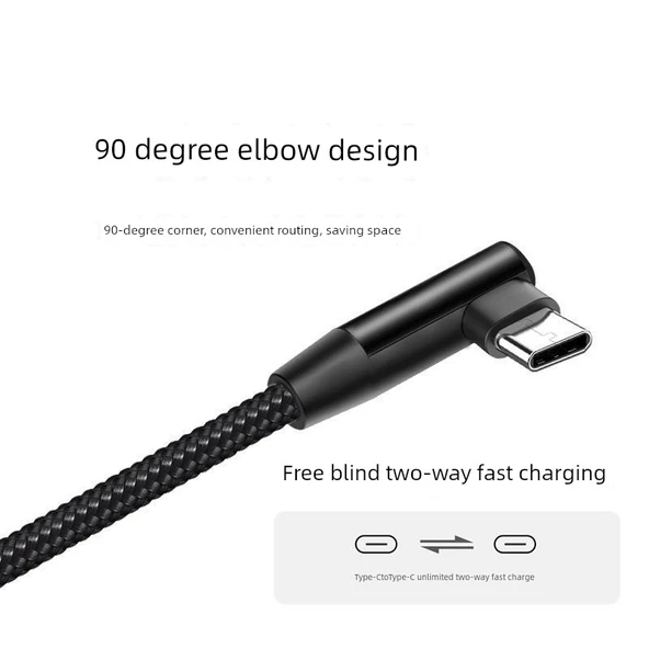 iPhone 15/16 Pro Max Elbow Tip C PD 30W Hızlı Şarj Veri Kablosu - 0.25m Mavi Düz Uç - 3