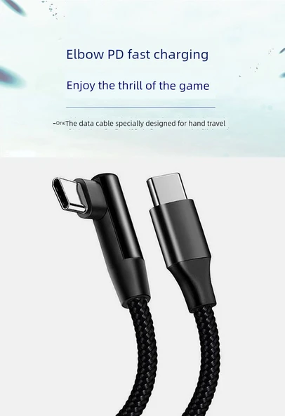 iPhone 15/16 Pro Max Elbow Tip C PD 30W Hızlı Şarj Veri Kablosu - 0.25m Mavi Düz Uç - 5
