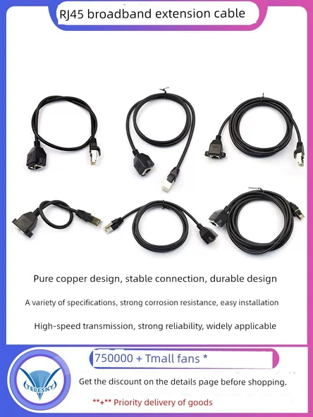 RJ45 CAT5e Ağ Uzatma Kablosu - 0.3m - Siyah - 2