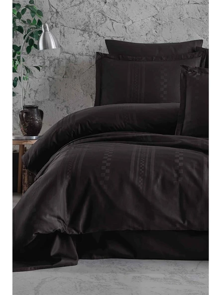 Clasy %100 Pamuk Saten Çift Kişilik Nevresim Takımı Capital V1 Antrasit - 4