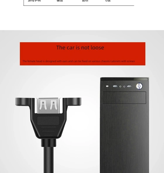 USB 2.0 Dişi Uzatma Kablosu - 1m - Vida Delikli - 8