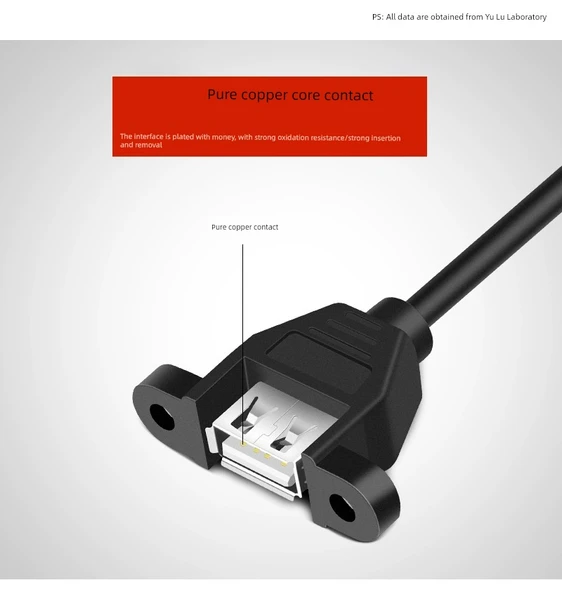 USB 2.0 Dişi Uzatma Kablosu - 1m - Vida Delikli - 10