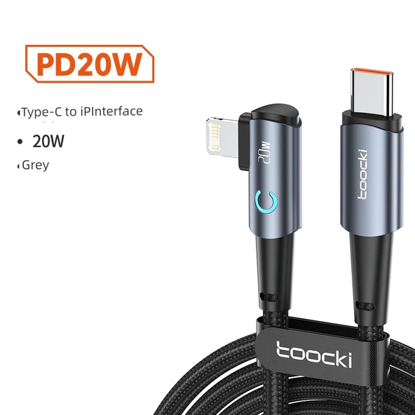 Kablo - Gri - 2M - Elbow - PD20W Hızlı Şarj