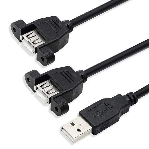 USB 2.0 Dişi Uzatma Kablosu - 1m - Vida Delikli - 2