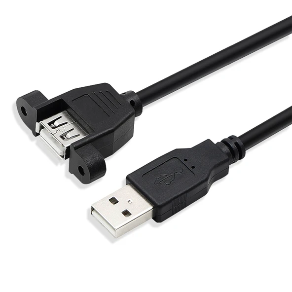 USB 2.0 Dişi Uzatma Kablosu - 1m - Vida Delikli - 3