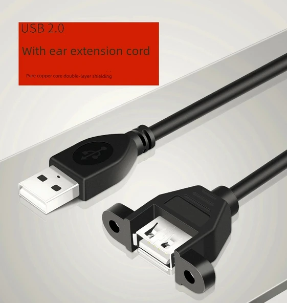 USB 2.0 Dişi Uzatma Kablosu - 1m - Vida Delikli - 6