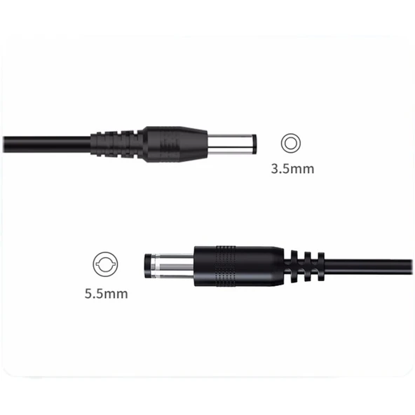 USB Voltaj Dönüşüm Kablosu - 1m Siyah 12V 5.5*2.1mm Kıvrım Arayüz - 6