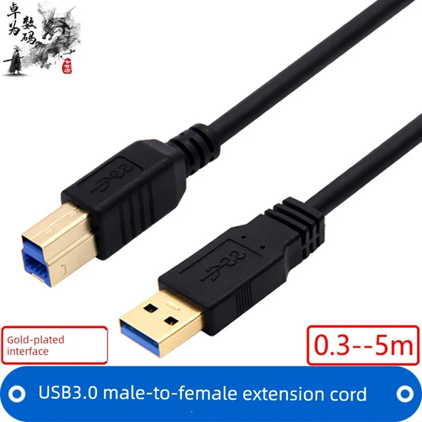 USB 3.0 A'dan B'ye Erkek Yazıcı Kablosu - 1m - Mavi - 2